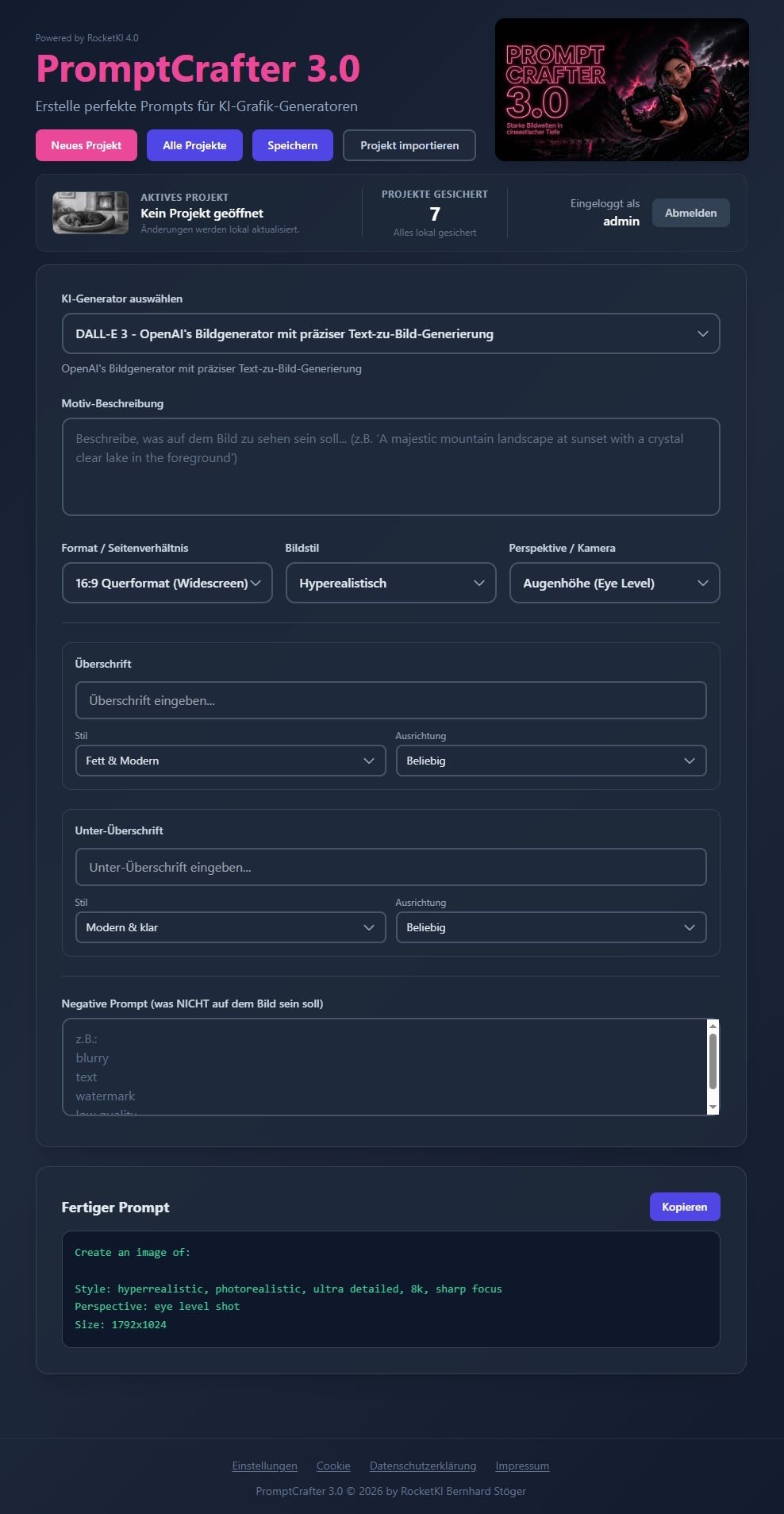 PromptCrafter 3.0 Generator Ansicht