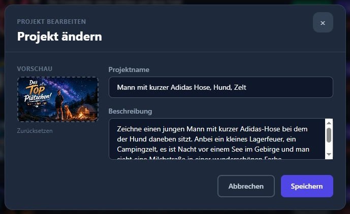 Projekt Eigenschaften bearbeiten