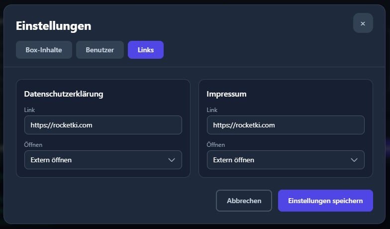 DSGVO und Impressum Links einstellen